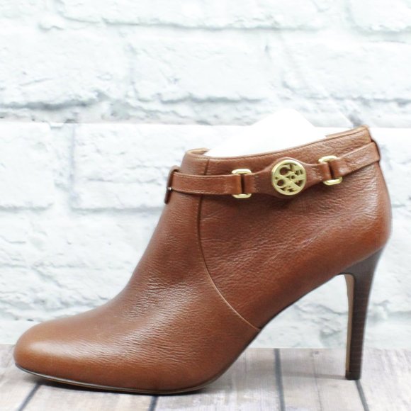 Coach Shoes - COACH Leather Side Zip Ankle Heeled Bootie Size 9